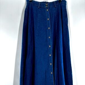 Vintage Eddie Bauer Denim  Flare Skirt Size 12P Bottoms Down pockets